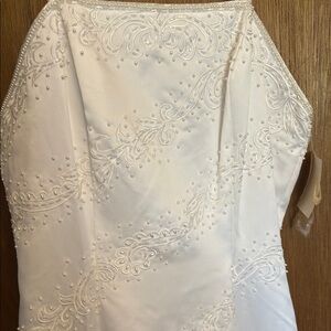 David's Bridal Cream Sequin Embellished Gown